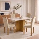 Ver imagem 1 de Conjunto Sala de Jantar 4 Lugares Retangular Tampo Vidro MDF 120x80cm Mesa e Cadeiras Carol