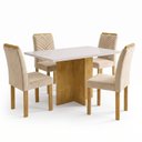 Ver imagem 2 de Conjunto Sala de Jantar 4 Lugares Retangular Tampo Vidro MDF 120x80cm Mesa e Cadeiras Carol