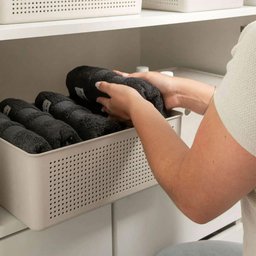 Kit Caixas Organizadoras 5,4l e 12l e Escova de Limpeza Multiuso Flow Bege ou - 2