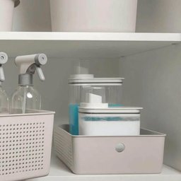 Kit Caixas Organizadoras 5,4l e 12l e Escova de Limpeza Multiuso Flow Bege ou - 3