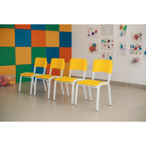 Kit 4 Cadeiras Infantil Iso Amarela Brinquedoteca Escolas Ecomhome