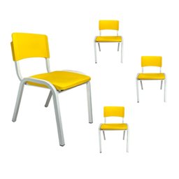 Kit 4 Cadeiras Infantil Iso Amarela Brinquedoteca Escolas Ecomhome - 2