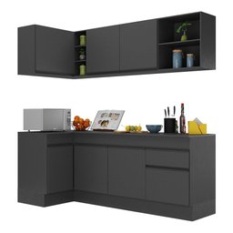 Armário de Cozinha Compacta de Canto com Rodapé Veneza Multimóveis MP2093.895 Preto - 3