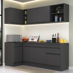 Armário de Cozinha Compacta de Canto com Rodapé Veneza Multimóveis MP2093.895 Preto - 2