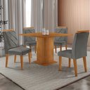 Ver imagem 1 de Mesa de Jantar Loren 90cm Tampo Mdf Canto Reto e 4 Cadeiras Melissa Moderna Mobília