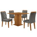 Ver imagem 3 de Mesa de Jantar Loren 90cm Tampo Mdf Canto Reto e 4 Cadeiras Melissa Moderna Mobília