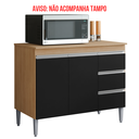 Ver imagem 3 de Balcão de Cozinha Gabinete 100cm Andréia sem Tampo Ajl Móveis:amêndoa Preto