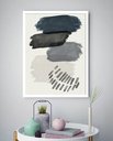Ver imagem 2 de Quadro Decorativo Abstrato Traços Cinza - 70x50cm:moldura Preta