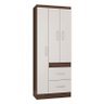 Guarda Roupa Solteiro Milão 3 Portas Chocolate Off White – Poquema - 1