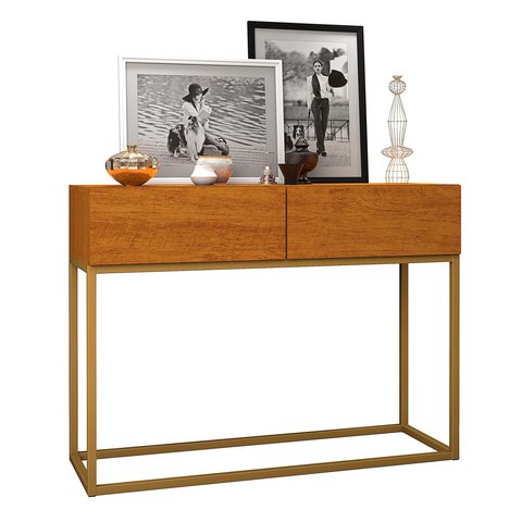 Aparador Eros 90cm Naturale Estilo Industrial:naturale/dourado
