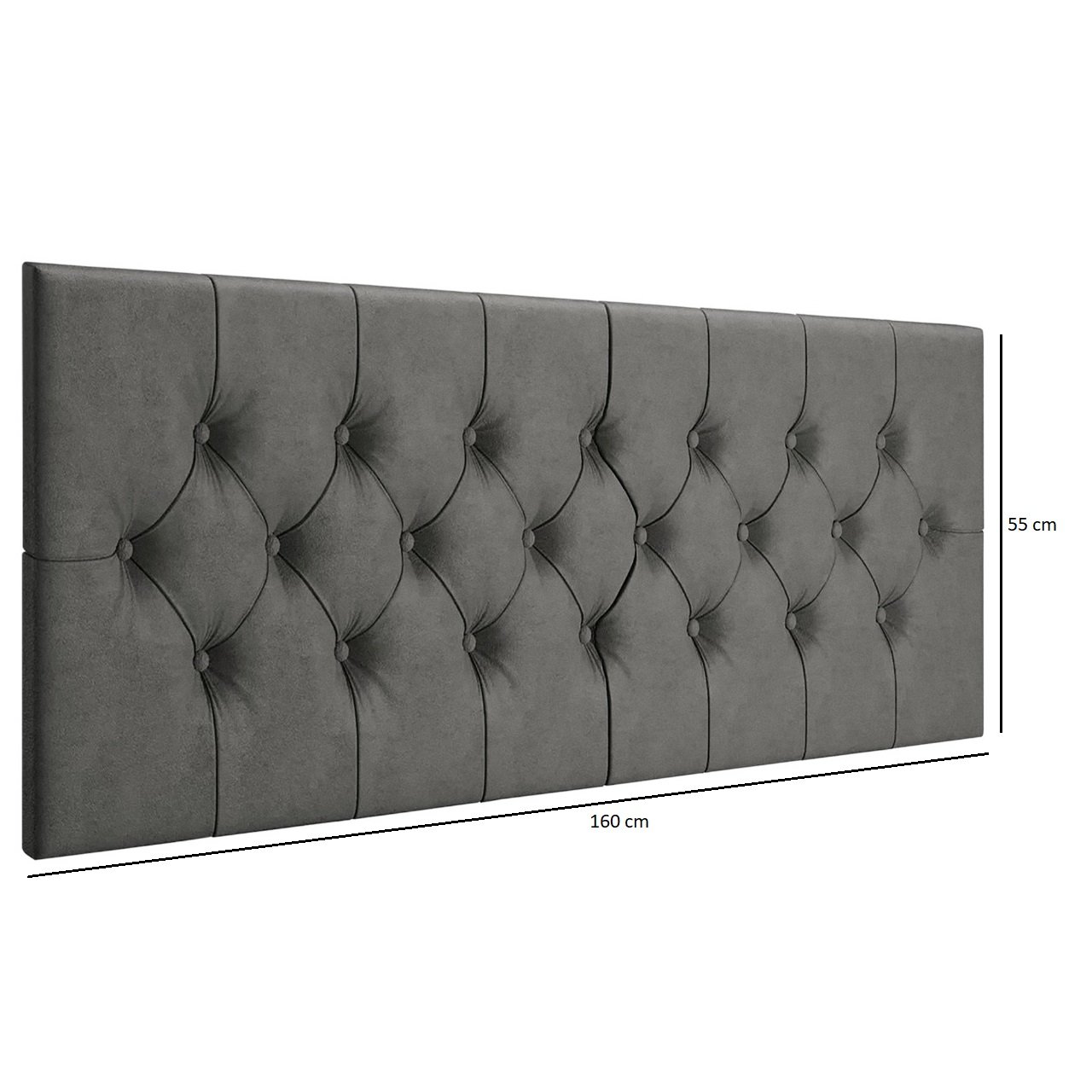 Cabeceira Cama Casal Queen Box Estofada 1,60 Capitonê Suspensa - Cinza Suede - 6