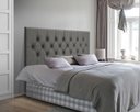 Ver imagem 1 de Cabeceira Cama Casal Queen Box Estofada 1,60 Capitonê Suspensa - Cinza Suede