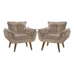 2 Poltronas Opala Decorativa Reforçada Suede Capuccino - 1