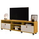 Ver imagem 2 de Rack Tv Gênova 65 Polegadas 2 Gavetas 8 Rodízios Cromados:naturale/off White