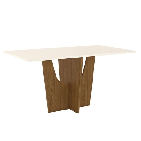 Mesa de Jantar Vértice 160 Cm Canto Reto sem Vidro Nature Off White – Henn