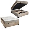 Cama Box Baú Casal Suede + Colchão de Molas Ensacadas Portobel Ipanema -  138x188x66cm Cor:bege - 1