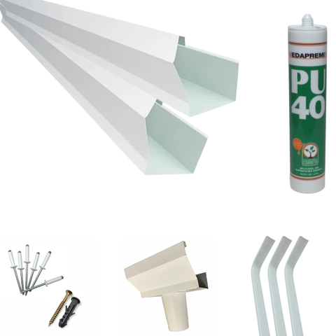 Kit 2,85 Metros Calha Beiral Galv. Branca com Bico 75mm e Acessórios para Instalação