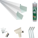 Ver imagem 1 de Kit 2,85 Metros Calha Beiral Galv. Branca com Bico 75mm e Acessórios para Instalação