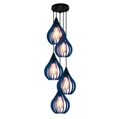 Luminária Teto Lustre pendente balcão cozinha sala 5 chile:Azul