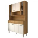 Ver imagem 3 de Armário de Cozinha Kit 8 Portas 2 Gavetas com Vidro Ripado 3d Freijó/supremo - Panorama Móveis
