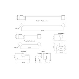 Kit de Acessórios para Banheiro 5 Peças Serenity SR11001 Ducon Metais - 2