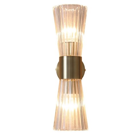 Arandela Dourada com Vidro Transparente 2E14 40cm