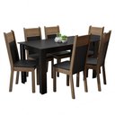 Ver imagem 3 de Conjunto Sala de Jantar Madesa Medelin Mesa Tampo de Madeira com 6 Cadeiras - Preto/rustic/sintpreto