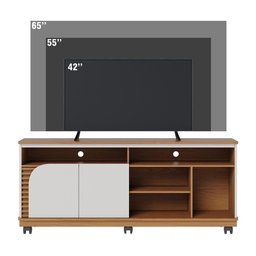Rack Bancada para Tv até 65 Polegadas com Rodízios Freijo-off White Matte Freijo-off White Matte - 2