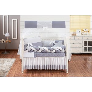 KIT BERÇO MASCULINO OU FEMININO DOCINHO TRANCA 11 PECAS LUXO KIT AMERICANO PARA BEBE COMPLETO: CINZA