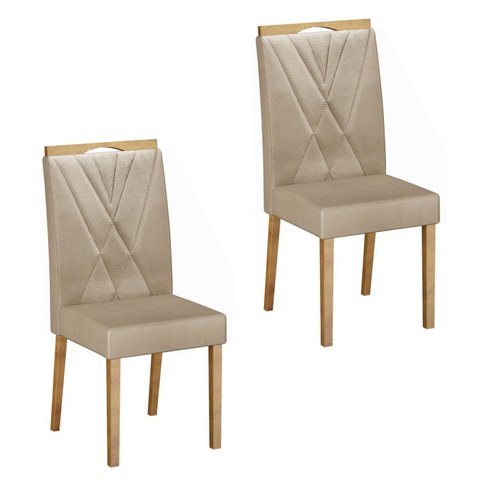 Conjunto 2 Cadeiras para Sala de Jantar Lara Bege/Cinamomo/Veludo