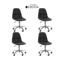 Ver imagem 1 de Kit 04 Cadeiras Office Eiffel Botonê Ajustável Base Giratória - Preto + E-book
