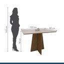 Ver imagem 7 de Mesa de Jantar 4 Lugares Retangular Tampo Vidro/MDF Jade Marrom/Cinamomo/Off White