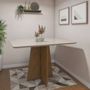 Ver imagem 1 de Mesa de Jantar 4 Lugares Retangular Tampo Vidro/MDF Jade Marrom/Cinamomo/Off White