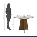 Ver imagem 7 de Mesa de Jantar 4 Lugares Quadrada Tampo Vidro/MDF Jade Marrom/Cinamomo/Off White