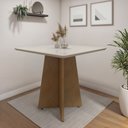 Ver imagem 1 de Mesa de Jantar 4 Lugares Quadrada Tampo Vidro/MDF Jade Marrom/Cinamomo/Off White