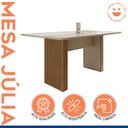 Ver imagem 2 de Mesa de Jantar 6 Lugares Retangular 160cm Tampo Vidro/MDF Julia Marrom/Cinamomo/Off White