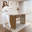 Ver mais imagens de Mesa de Jantar 6 Lugares Retangular 160cm Tampo Vidro/MDF Julia Marrom/Cinamomo/Off White