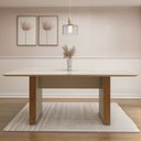 Ver imagem 1 de Mesa de Jantar 6 Lugares Retangular 180cm Tampo Vidro/MDF Julia