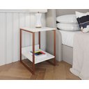 Ver imagem 1 de Mesa Cabeceira Industrial Tókio Base Ferro Cobre Tampo Branco