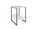 Ver imagem 2 de Mesa de Cabeceira Cama Lateral para Quarto Base Ferro Cobre Tampo Branco