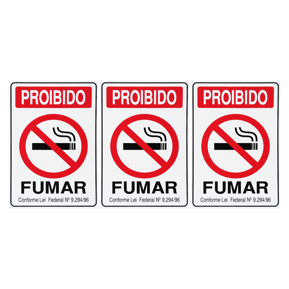 Combo 6 Placas De Sinalização Proibido Fumar 15X20 Pacific - PS05 F5e