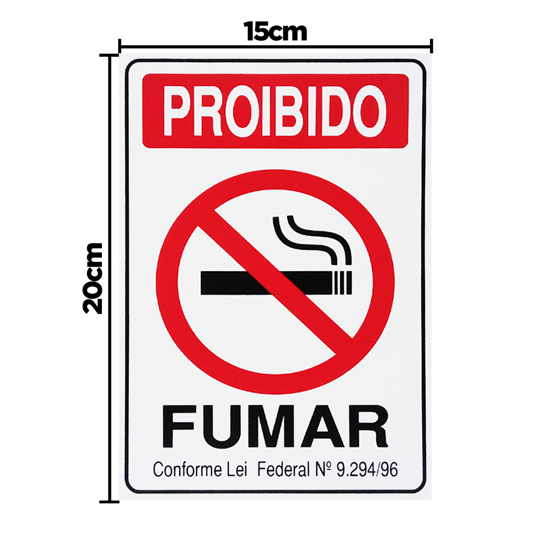 Combo 6 Placas De Sinalização Proibido Fumar 15X20 Pacific - PS05 F5e - 2