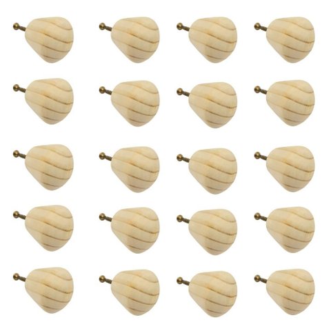Kit 20 Puxadores de Madeira Redondos para Móveis Gavetas Armários Modelo Luna