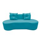 Ver imagem 3 de Sofá 3 Lugares Orgânico Curvo Madrid 180cm Veludo Azul Turquesa