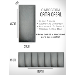 Kit 7 Cabeceiras de Cama Box Casal Estofada Modulada 1,40mx45cm - 6