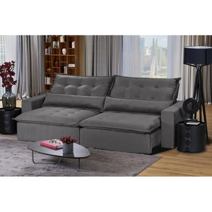 Sofá Bahia Modular 4 Lugares 2,30 MT com Molas Retrátil e Reclinável Veludo Nobre Sofatec
