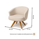 Ver imagem 2 de Poltrona Julia Giratoria Pes Madeira - Luxo Decor Bege