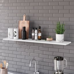 Prateleira Flutuante para Cozinha Kit 3 com Suporte Invisível Cp3 Yara Branco - Lumil Lumil Móveis - 2