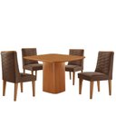 Ver imagem 2 de Mesa de Jantar Eloise 90cm Tampo Mdf 4 Cadeiras Moderna Veludo Marrom/naturalle