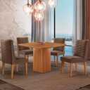 Ver imagem 1 de Mesa de Jantar Eloise 90cm Tampo Mdf 4 Cadeiras Moderna Veludo Marrom/naturalle